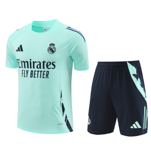 Real Madrid 2024/2025 short sleeve and shorts tracksuit light green