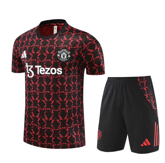 Manchester United 2024/2025 short sleeve and shorts tracksuit red and black
