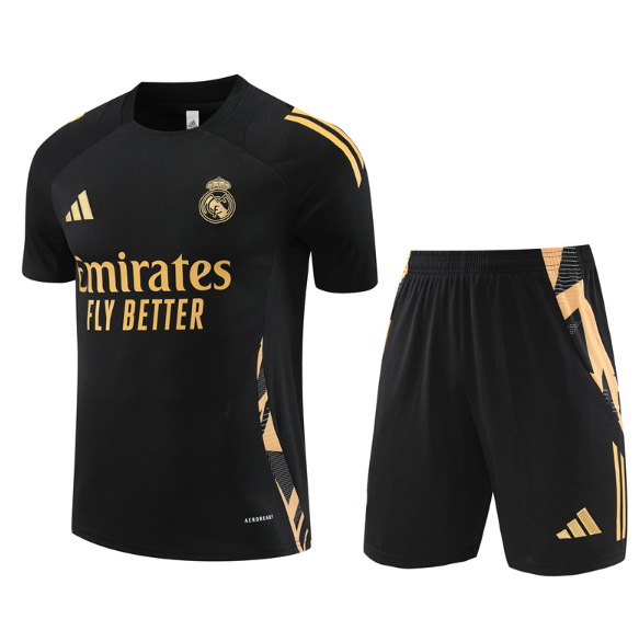 Real Madrid 2024/2025 short sleeve and shorts tracksuit black