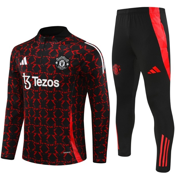 Manchester United  2024/2025 1/4 zipper tracksuit red and black