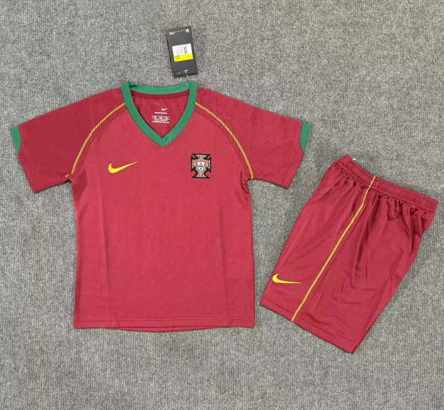 Portugal 2006 home retro kids kit (top+shorts)