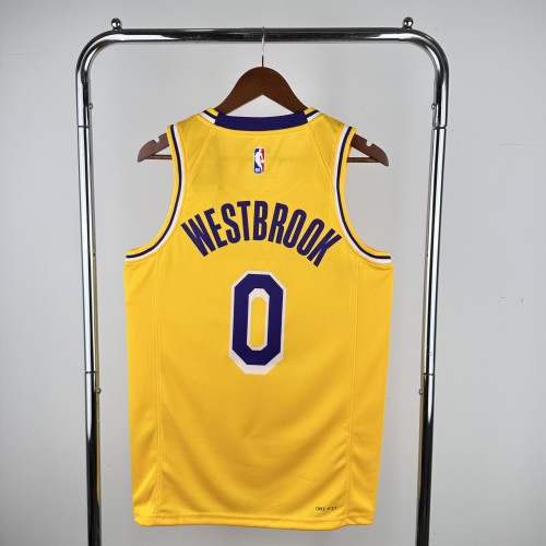 Lakers NBA jersey 2023 season shirt Yellow Westbrook 0