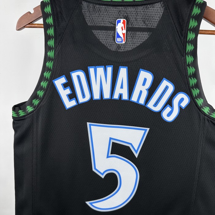 Minnesota Timberwolves NBA shirt 2018 season Retro Version Black EDWARDS 5