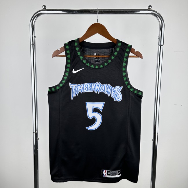 Minnesota Timberwolves NBA shirt 2018 season Retro Version Black EDWARDS 5