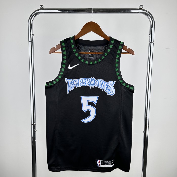 Minnesota Timberwolves NBA shirt 2018 season Retro Version Black EDWARDS 5