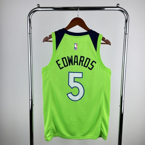 Minnesota Timberwolves NBA shirt Fluorescent Green  EDWARDS 5