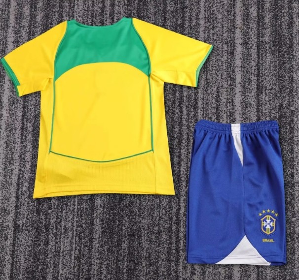 Brazil 2004 home retro kids kit (top+shorts)