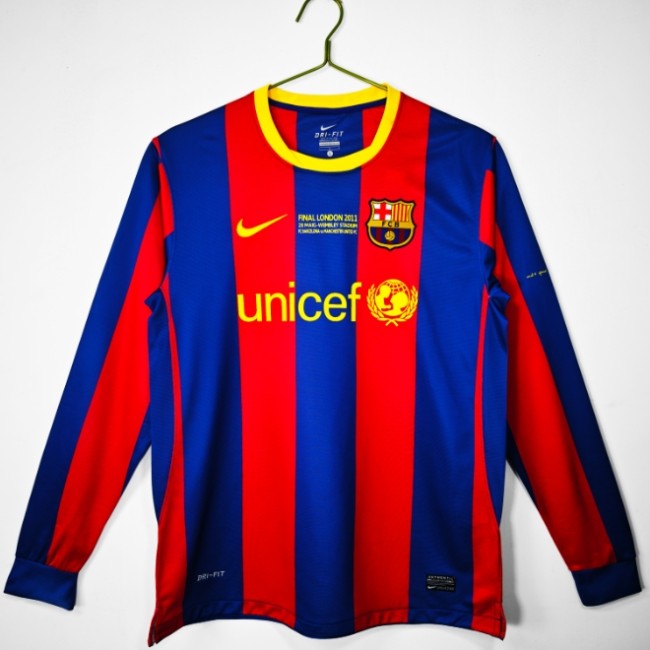 Barcelona 2010/2011 home retro shirt long-sleeve UCL final version messi