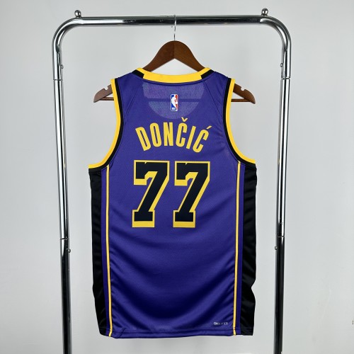 Lakers NBA Shirt 2023 Season Purple DONCIC 77