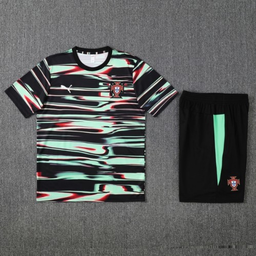 Portugal 2025 short sleeve tracksuit black and green