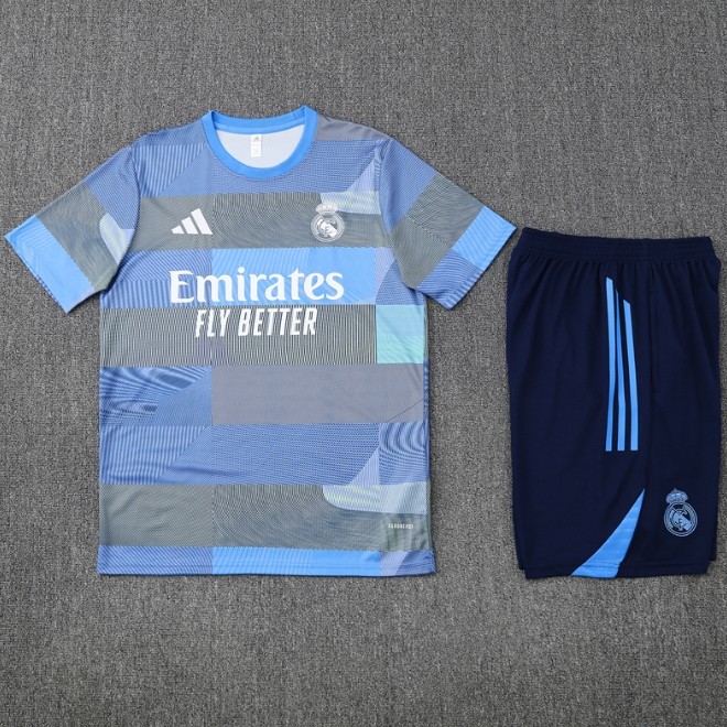 Real Madrid 2025/2026 short sleeve and shorts tracksuit blue and grey