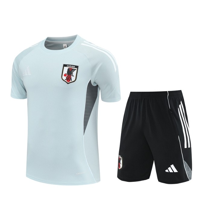 Japan 2025/2026 short sleeve and shorts tracksuit light grey