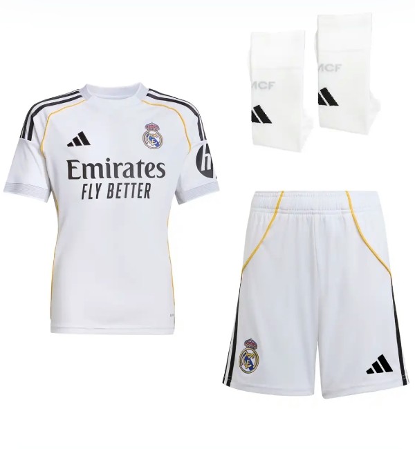 Real Madrid 2025/2026 home full set kit (Adult and Kids)