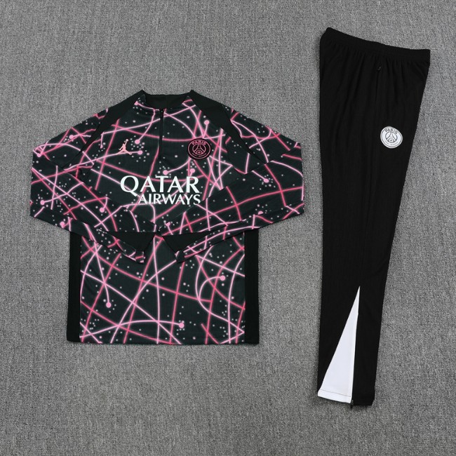 Paris Saint-Germain PSG 2025/2026 1/4  JD zipper tracksuit pink and black
