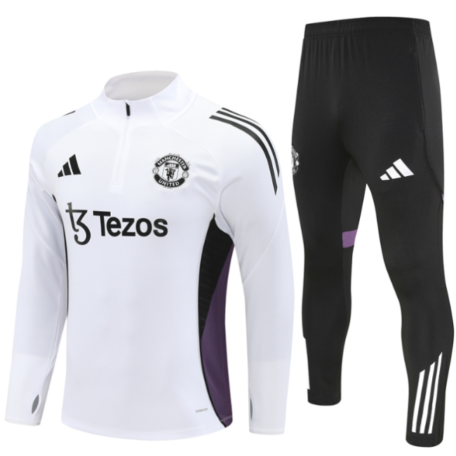 Manchester United 2025/2026 1/4 zipper tracksuit white1