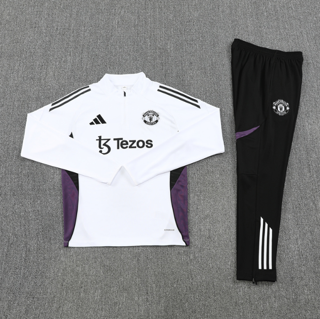 Manchester United 2025/2026 1/4 zipper tracksuit white1