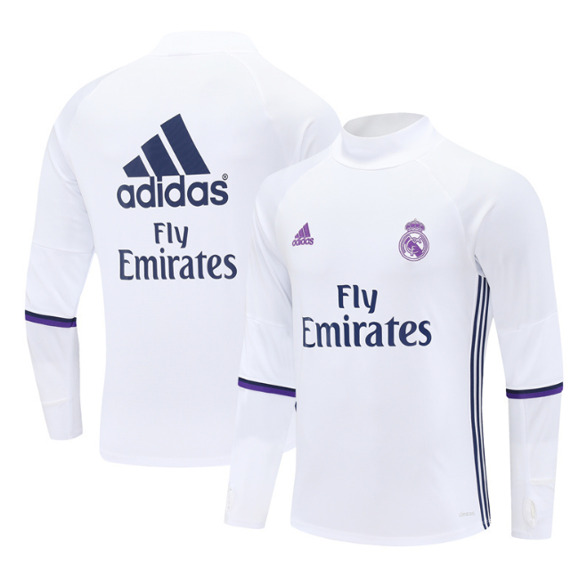 Real Madrid 2016/2017 retro 1/4 zipper tracksuit white(top only)