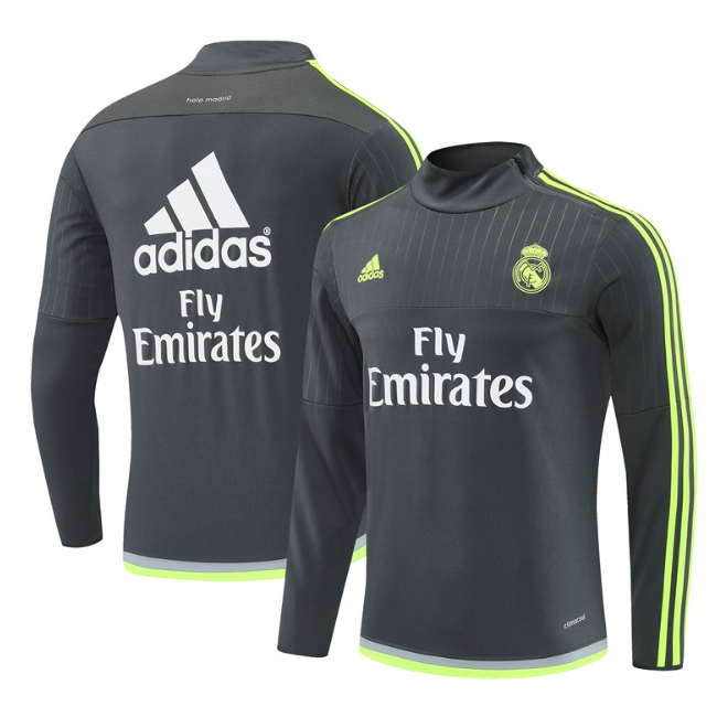Real Madrid 2015/2016 retro 1/4 zipper tracksuit dark grey(top only)