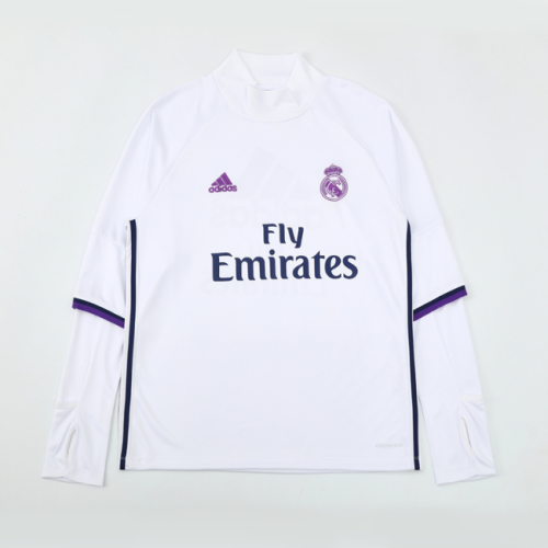 Real Madrid 2016/2017 retro 1/4 zipper tracksuit white(top only)