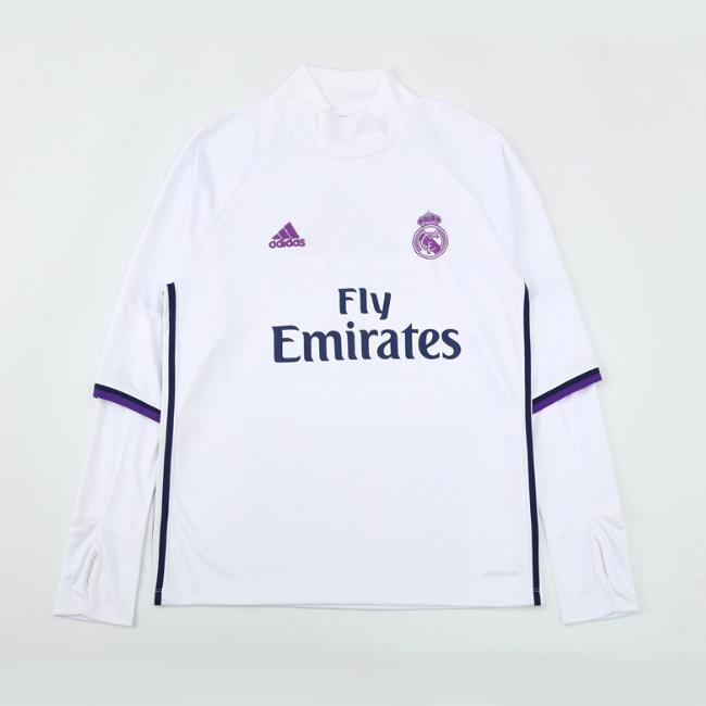 Real Madrid 2016/2017 retro 1/4 zipper tracksuit white(top only)