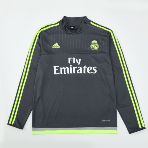 Real Madrid 2015/2016 retro 1/4 zipper tracksuit dark grey(top only)