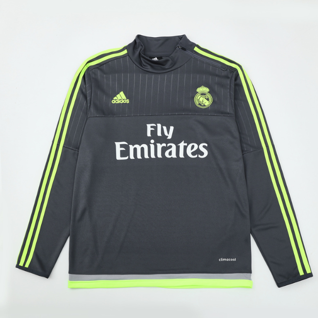 Real Madrid 2015/2016 retro 1/4 zipper tracksuit dark grey(top only)