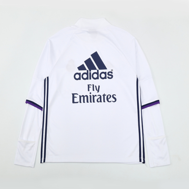 Real Madrid 2016/2017 retro 1/4 zipper tracksuit white(top only)