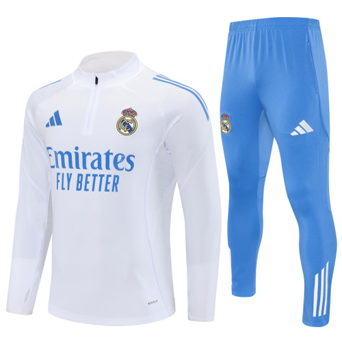 Real Madrid 2025/2026 1/4 zipper tracksuit White and Blue