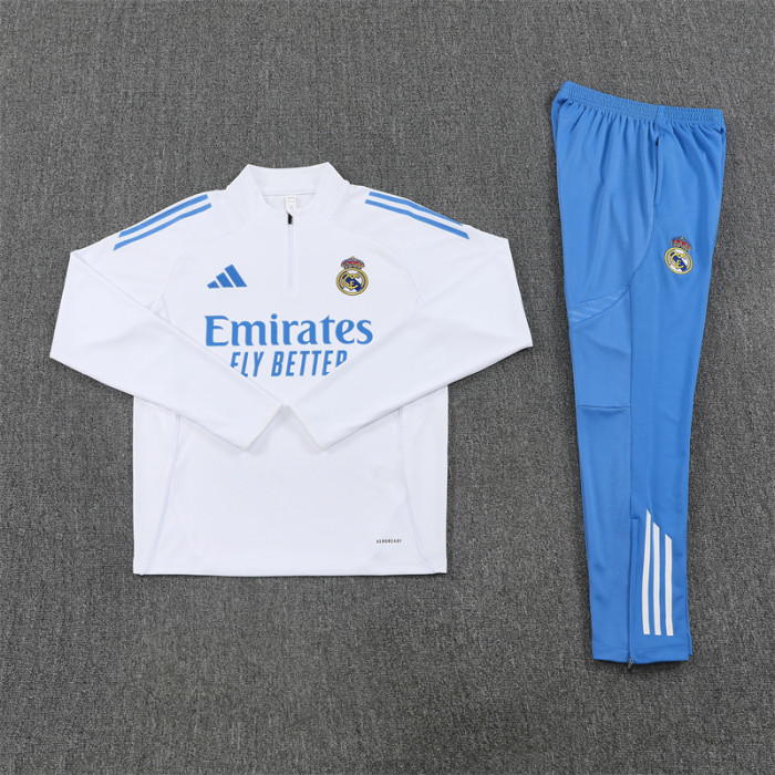Real Madrid 2025/2026 1/4 zipper tracksuit White and Blue
