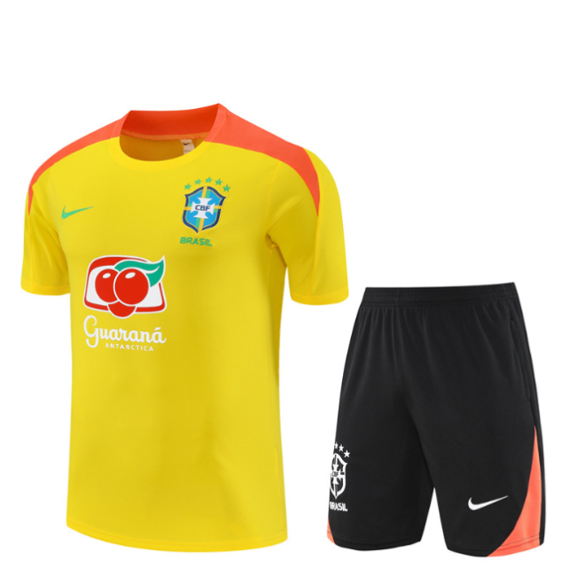 Brazi 2025 short sleeve and shorts tracksuit camouflage yellow