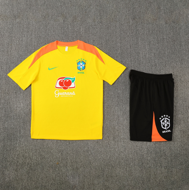 Brazi 2025 short sleeve and shorts tracksuit camouflage yellow