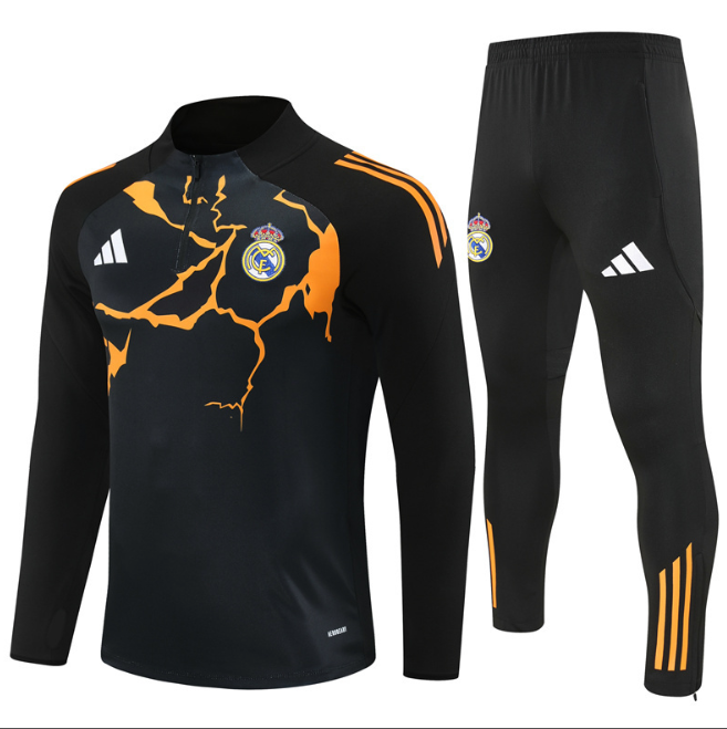 Real Madrid 2025/2026 1/4 zipper tracksuit Black and Orange
