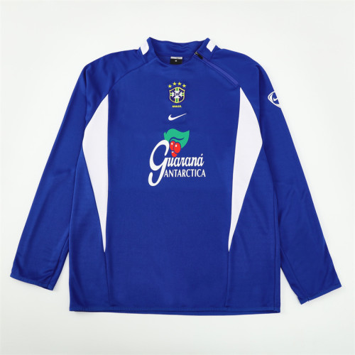 Brazil 2002 retro 1/4 zipper tracksuit blue(top only)