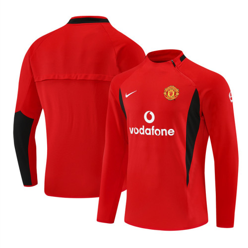 Manchester United 2002/2003 retro 1/4 zipper tracksuit red(top only)