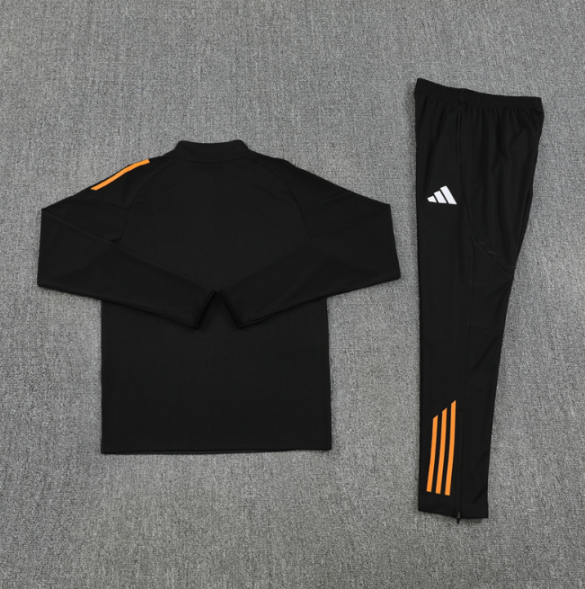Real Madrid 2025/2026 1/4 zipper tracksuit Black and Orange