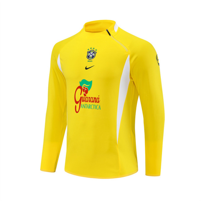 Brazil 2002 retro 1/4 zipper tracksuit yellow(top only)