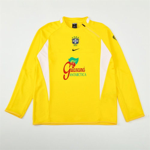 Brazil 2002 retro 1/4 zipper tracksuit yellow(top only)