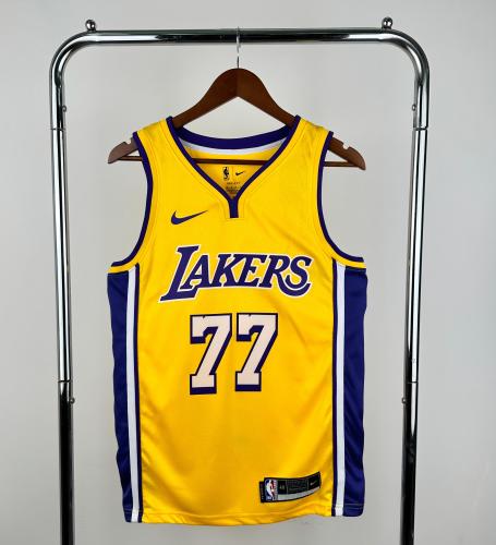Lakers NBA Shirt V-neck Yellow DONCIC 77