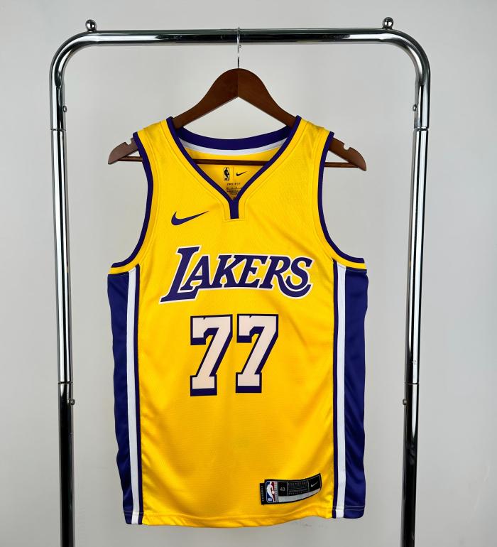 Lakers NBA Shirt V-neck Yellow DONCIC 77
