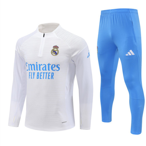 Real Madrid 2025/2026 1/4 zipper tracksuit White and Blue Player Version