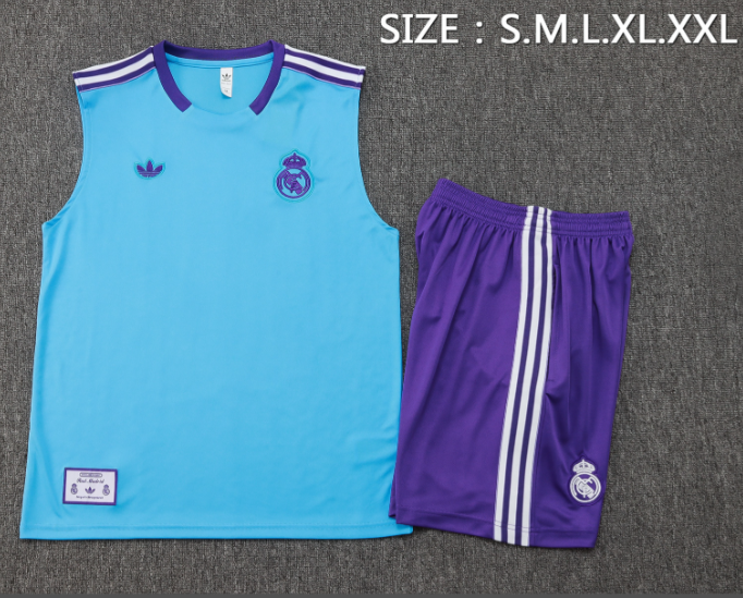 Real Madrid 2025/2026 vest tracksuit retro light blue