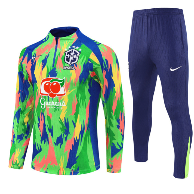Brazil 2026 1/4 zipper tracksuit green&blue