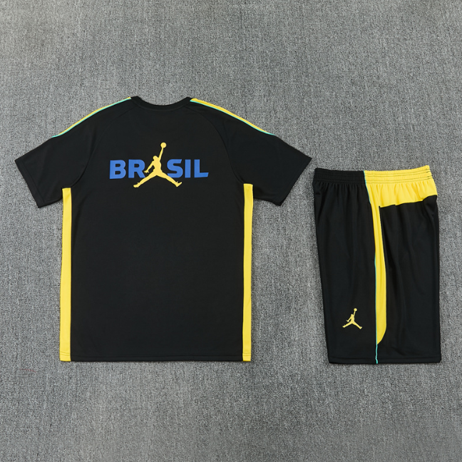 Brazil 2026 Short sleeve tracksuit Jordan black&yellow