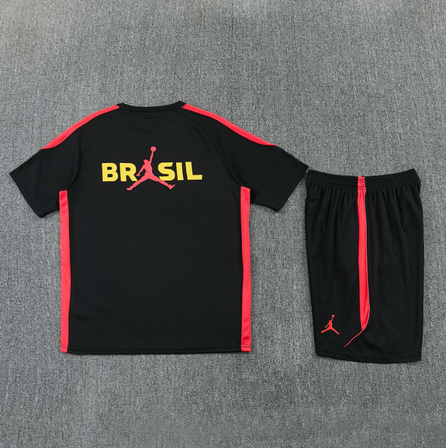 Brazil 2026 Short sleeve tracksuit Jordan black&orange