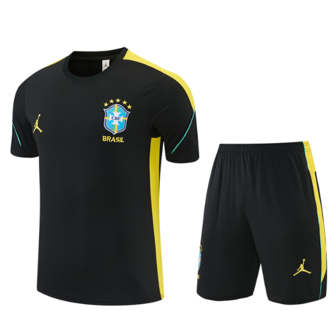 Brazil 2026 Short sleeve tracksuit Jordan black&yellow