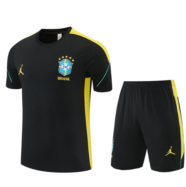 Brazil 2026 Short sleeve tracksuit Jordan black&yellow