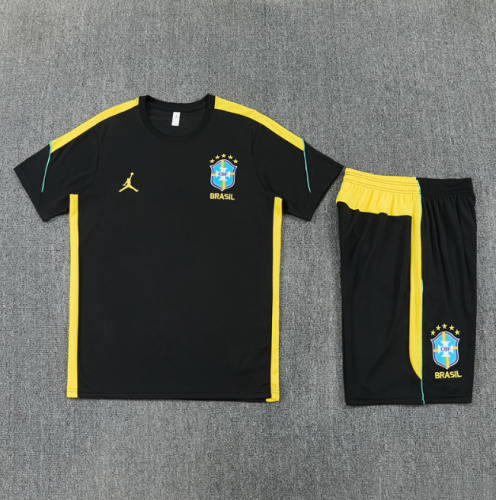 Brazil 2026 Short sleeve tracksuit Jordan black&yellow