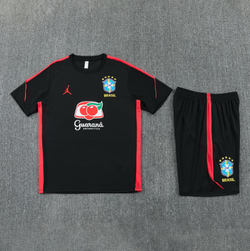 Brazil 2026 Short sleeve tracksuit Jordan black&orange