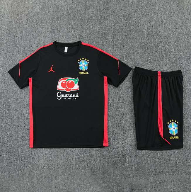 Brazil 2026 Short sleeve tracksuit Jordan black&orange