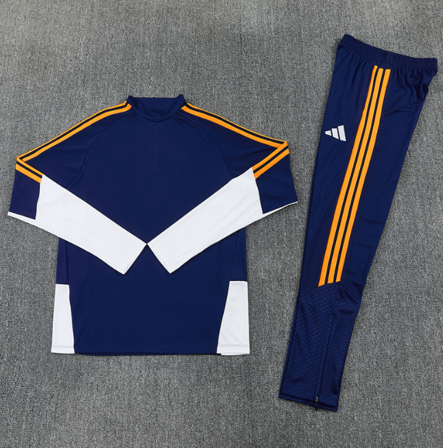Real Madrid 2026/2027 1/4 zipper tracksuit royal blue and yellow